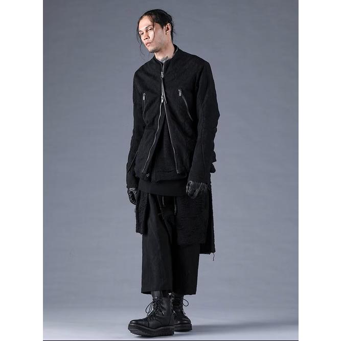 (予約品）8〜9月入荷予定/D.HYGEN・ディーハイゲン/ダメージジャガードシングルライダースジャケット/BLACKの画像