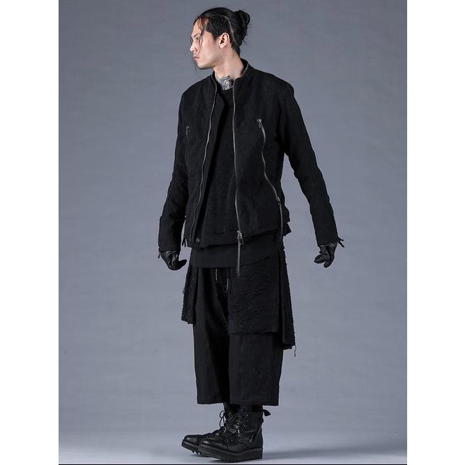 (予約品）8〜9月入荷予定/D.HYGEN・ディーハイゲン/ダメージジャガードシングルライダースジャケット/BLACKの画像