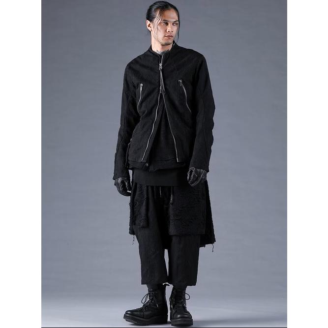 (予約品）8〜9月入荷予定/D.HYGEN・ディーハイゲン/ダメージジャガードシングルライダースジャケット/BLACKの画像