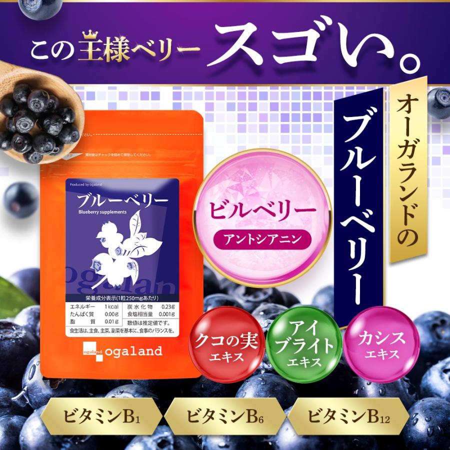 ブルーベリー （約3ヶ月分） サプリ ポリフェノール アントシアニン クコの実 カシス ビタミンB サプリメント ビルベリー βカロテン ポイント利用 | ogaland | 03