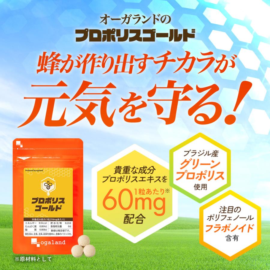 プロポリスゴールド （約3ヶ月分）サプリメント サプリ フラボノイド プロポリス 季節の変わり目 ポリフェノール アルテピリン酸 ポイント利用 | ogaland | 10
