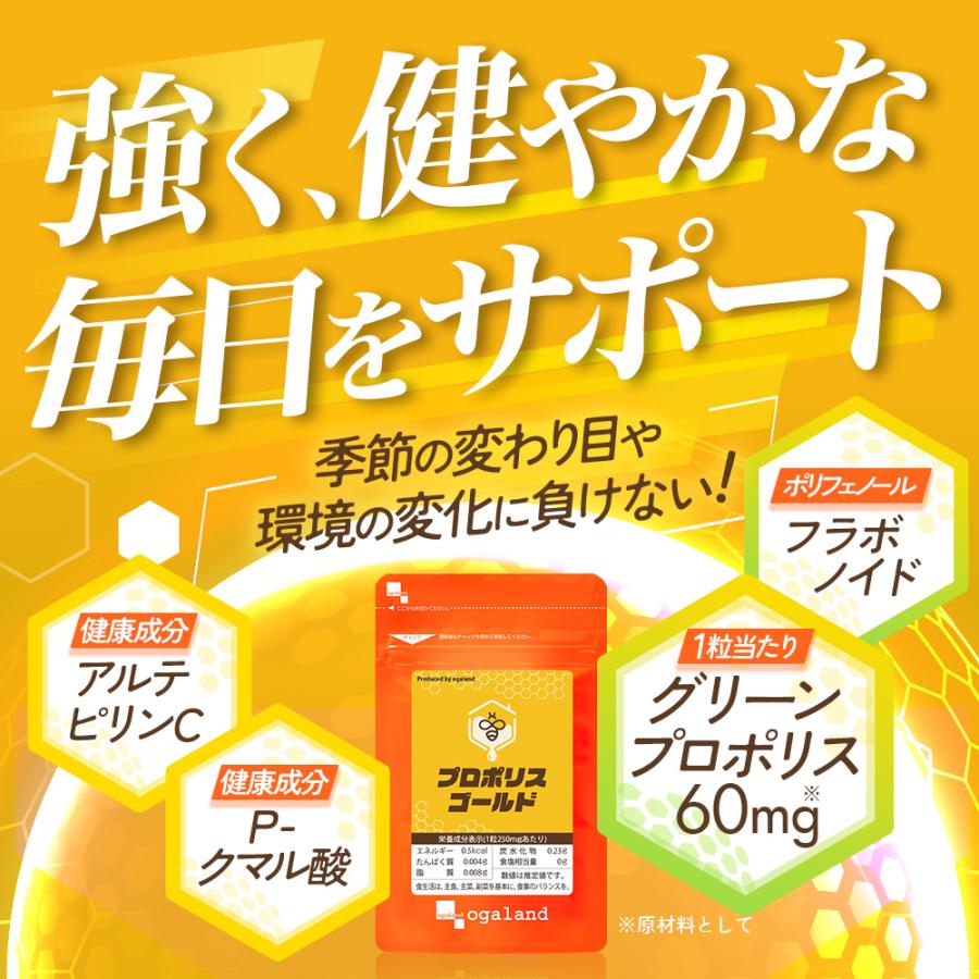 プロポリスゴールド （約3ヶ月分）サプリメント サプリ フラボノイド プロポリス 季節の変わり目 ポリフェノール アルテピリン酸 ポイント利用 | ogaland | 04