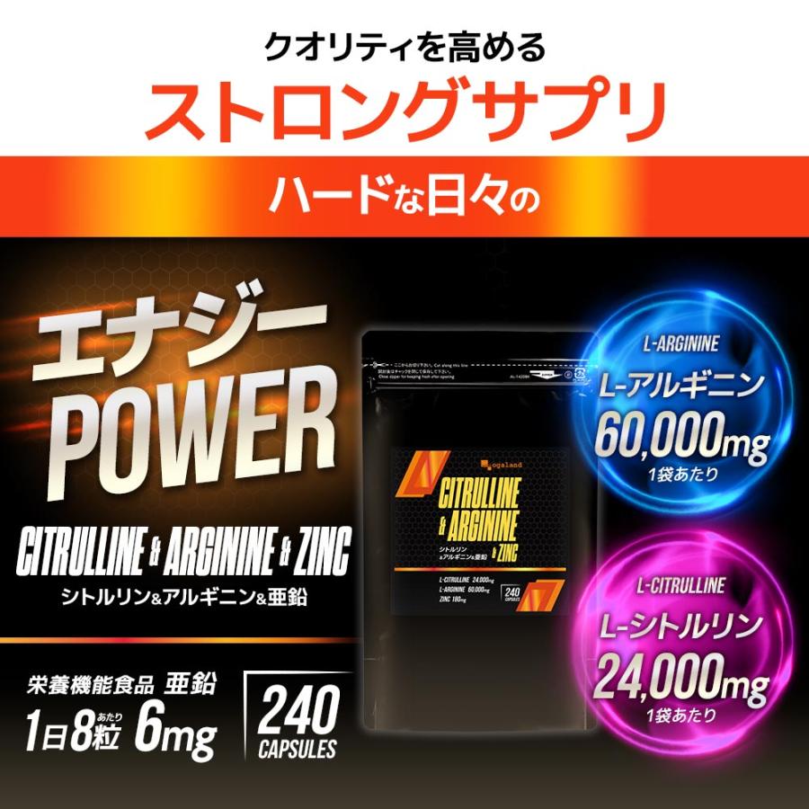 シトルリン ＆ アルギニン ＆ 亜鉛 （約3ヶ月分） アルギニン 60000mg シトルリン 24000mg トレーニング サプリ サプリメント 高配合 アミノ酸 ポイント利用 | ogaland | 02