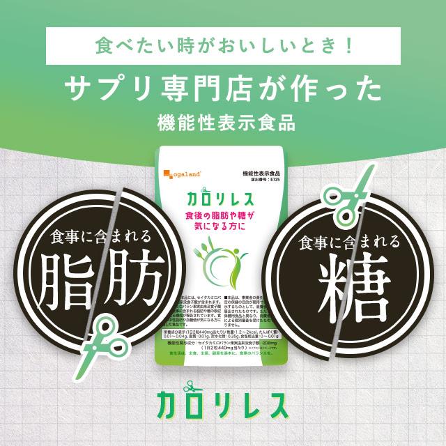 オーガランド カロリレス 食後の脂肪や糖が気になる方に 約6ヶ月分 サプリメント ogaland（オーガランド） カロリレス （約1ヶ月分） 食後の中性脂肪や