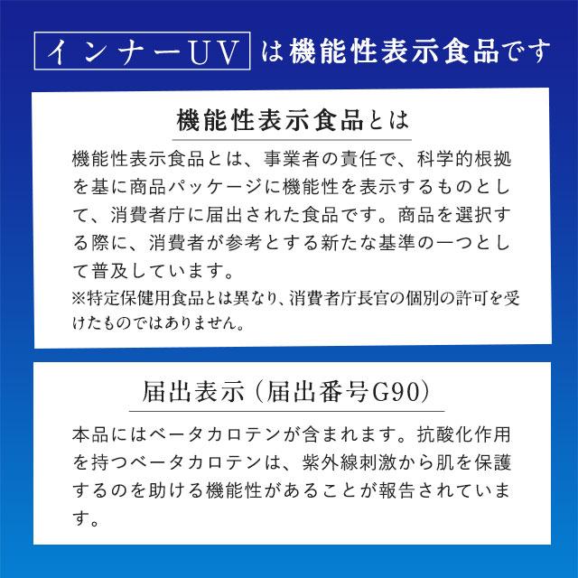 インナーUV（約1ヶ月分 ）機能性表示食品 βカロテン ベータカロテン サプリ 紫外線刺激から肌を保護するのを助ける 健康 美容 オーガランド ポイント利用 | ogaland | 07