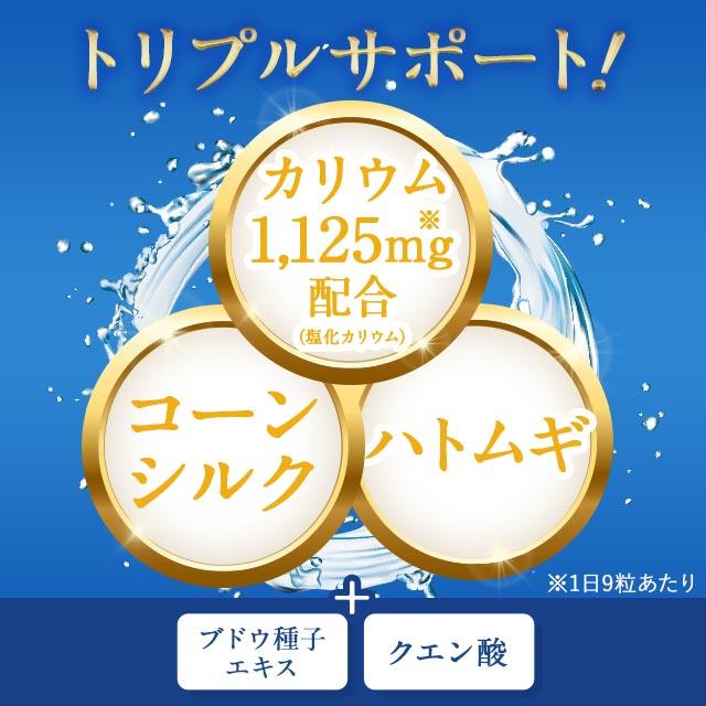 カリウム サプリ 約1ヶ月分 サプリメント ハトムギ 栄養機能食品 ビタミン 270粒 塩分 ポリフェノール 美容 健康 ポイント利用 | ogaland | 03
