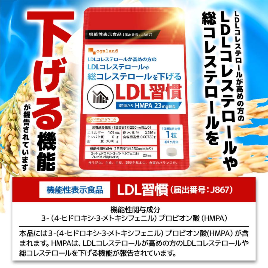 LDL習慣（約3ヶ月分）＼在庫復活／コレステロール サプリ 高めの方 ポリフェノール 健康 機能性表示食品 HMPA コレステロール 抑制 対策 ポイント利用 | ogaland | 10