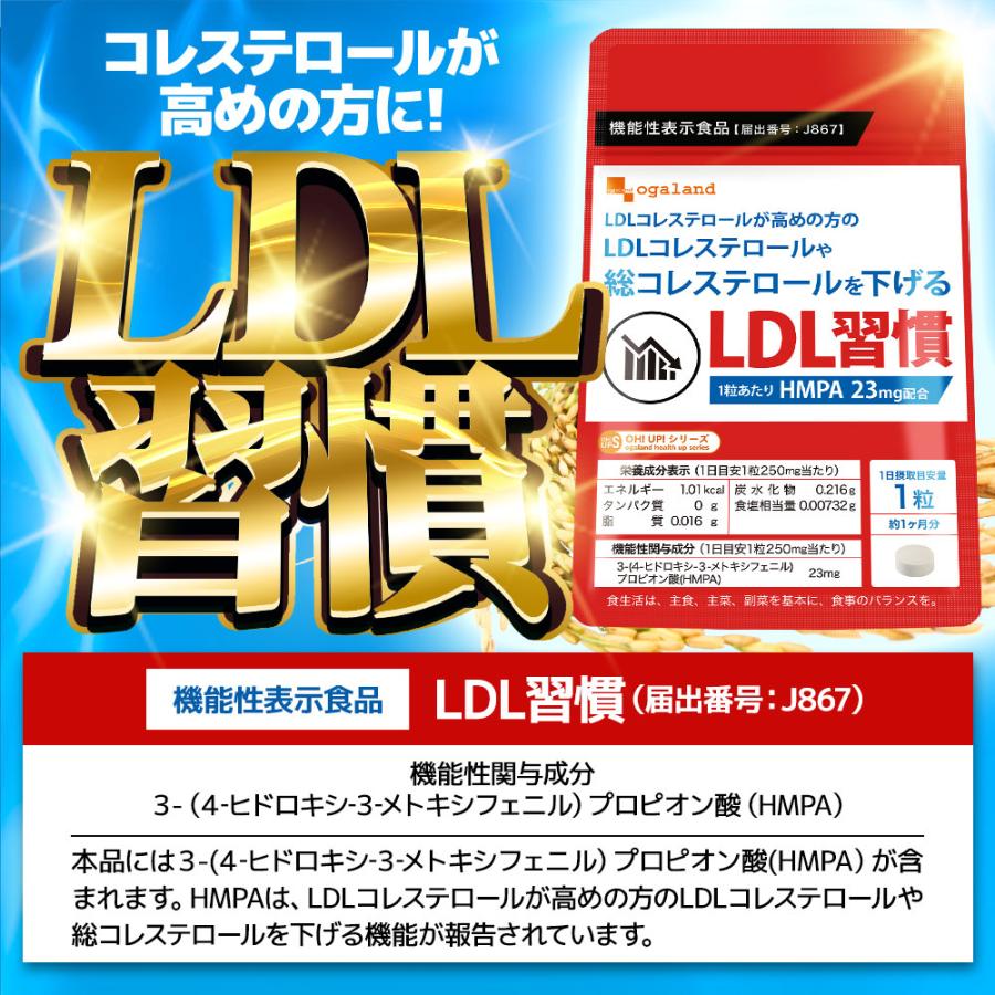 LDL習慣（約3ヶ月分）＼在庫復活／コレステロール サプリ 高めの方 ポリフェノール 健康 機能性表示食品 HMPA コレステロール 抑制 対策 ポイント利用 | ogaland | 02