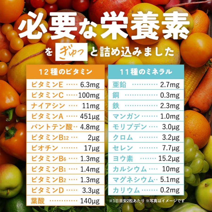 マルチビタミン ＆ ミネラル （約1ヶ月分）ビタミンc ビタミンd サプリメント ビタミンe ビタミンb 亜鉛 鉄 栄養機能食品 カルシウム 葉酸 サプリ ビタミン12種 | ogaland | 04