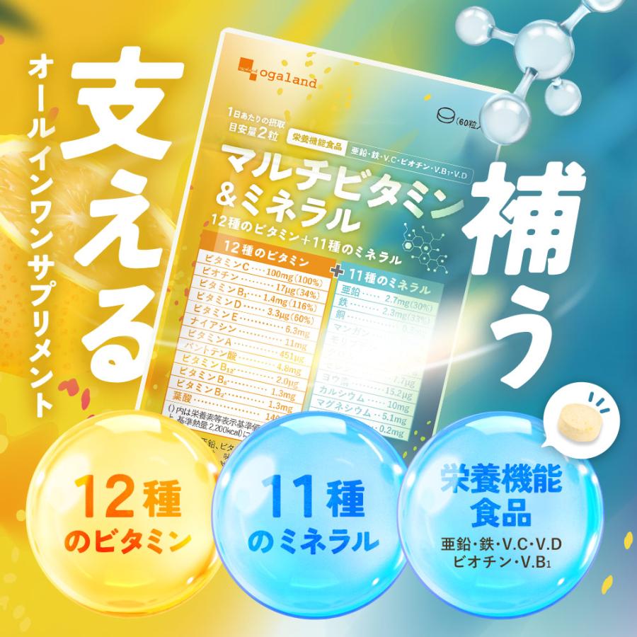 マルチビタミン ＆ ミネラル （約6ヶ月分）ビタミンc ビタミンd サプリメント ビタミンe ビタミンb 亜鉛 鉄 栄養機能食品 カルシウム 葉酸 ポイント利用 | ogaland | 03