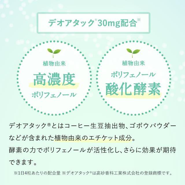 シャンピニオンエチケット （約1ヶ月分） カテキン 賞味期限最短2025年3月末まで 難消化性デキストリン サプリ サプリメント 食物繊維 デオアタック(R)｜oga｜10