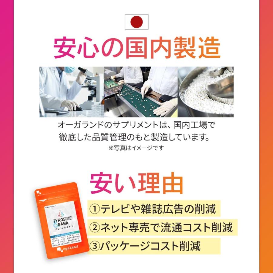 チロシン & GABA（約1ヶ月分） サプリ アミノ酸 サプリメント リフレッシュ メンタル やる気 集中 1日750mg ギャバ 30mg 試験の前に チロシン ポイント利用 | ogaland | 14
