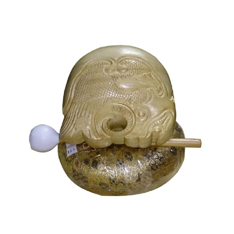 最高級木魚セット　本楠鯱彫り1尺聲木魚セット（極上品）日本製　（株）小笠原オリジナル3点木魚セット　楠木魚/受注生産商品