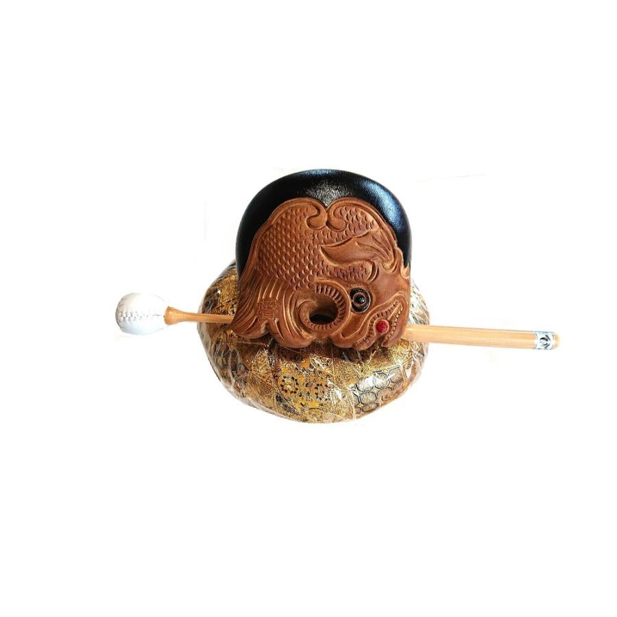 受注生産商品（株）小笠原オリジナル　4.5寸堆漆塗聲木魚(本楠)3点セット