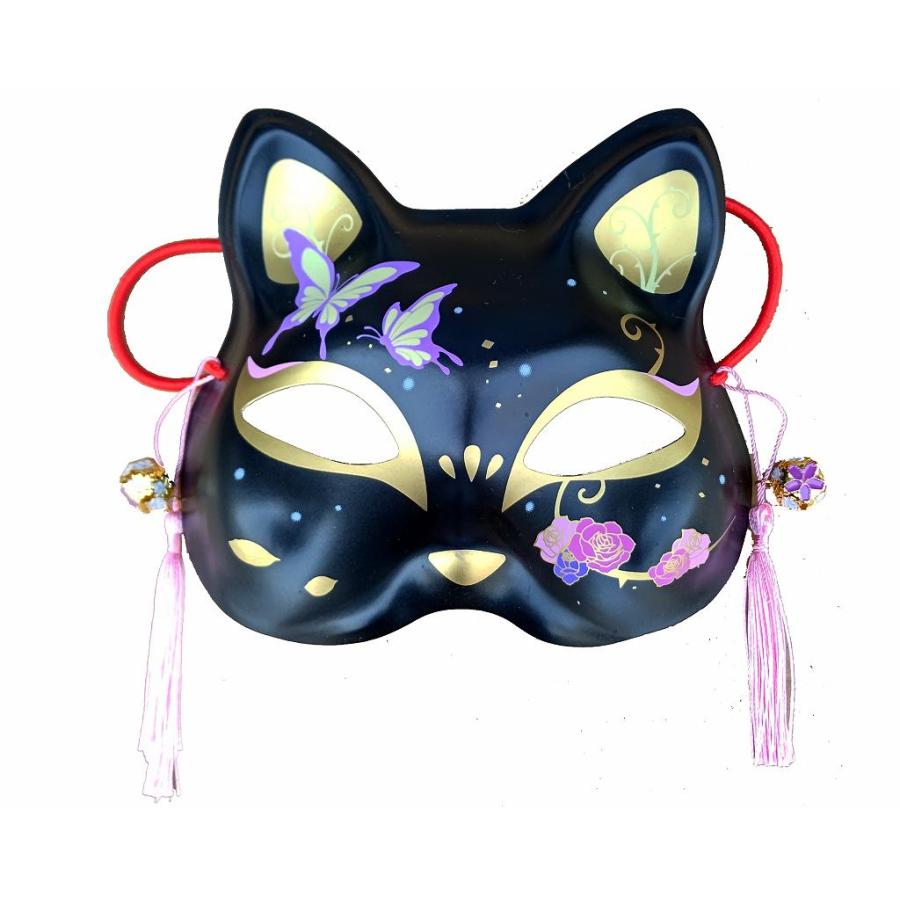 おめん 猫面 ねこ半面 白黒2種アソート 12セット : お祭りおもちゃ