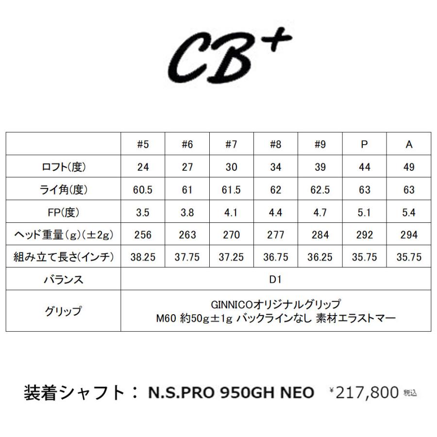 イオンスポーツ GINNICO CB+ アイアンセット #6-#PW 5本 N.S.PRO 950GH NEO 装着モデル 右利き メーカー組み立ての画像