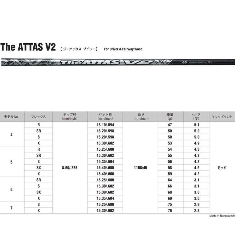 USTマミヤ ジ・アッタス V2 ヤマハ用 スリーブ付シャフト ドライバー用