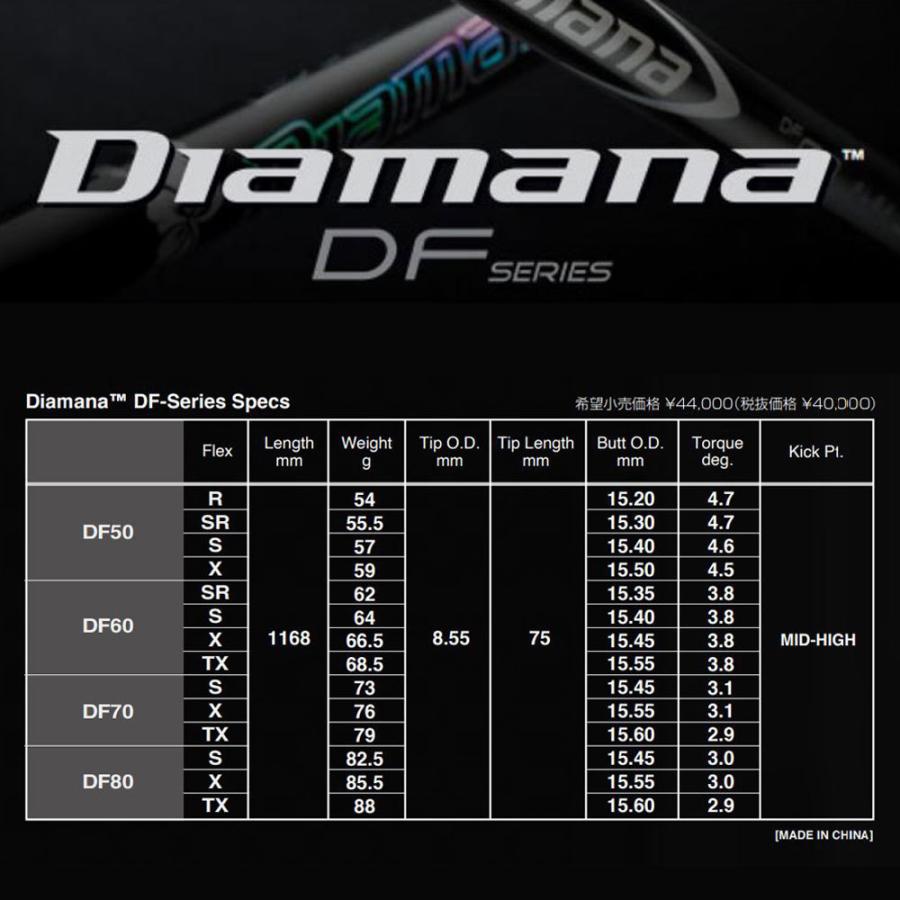 三菱ケミカル ディアマナ DF PXG用 スリーブ付シャフト ドライバー用 