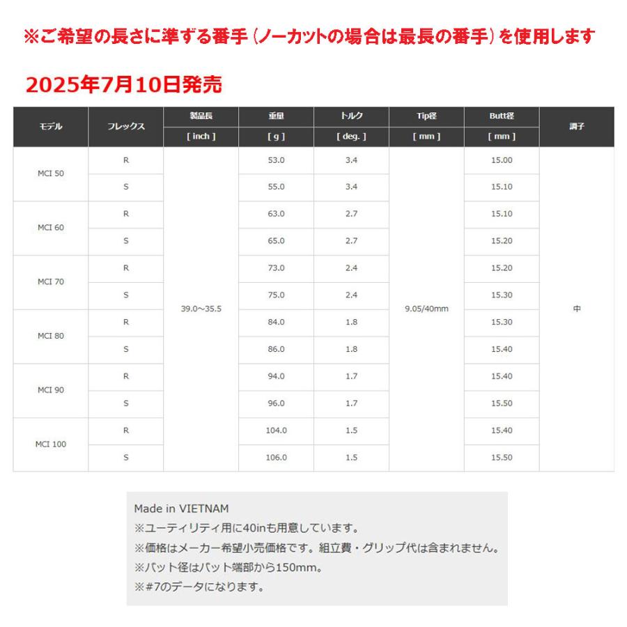 フジクラシャフト UT用 フジクラ MCI(2025年モデル) ピン G410以降