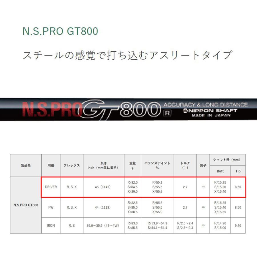 日本シャフト N.S.PRO GT800 DR GTD用 スリーブ付シャフト ドライバー