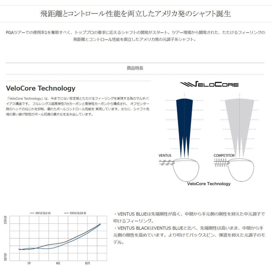 フジクラ VENTUS BLACK 日本仕様 タイトリスト用 スリーブ付シャフト ドライバー用 カスタムシャフト 非純正スリーブ ヴェンタス ブラック VeloCore｜ogawagolf｜03