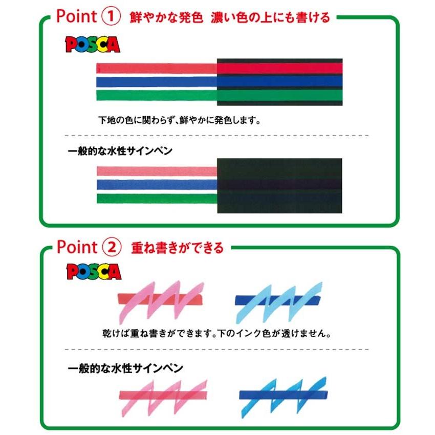 三菱鉛筆 POSCA ポスカ 中字丸芯/8色セット PC-5M8C : 印鑑