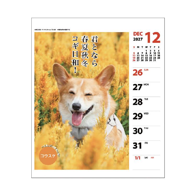 9月より発送開始】アートプリントジャパン カレンダー 2027 コーギー
