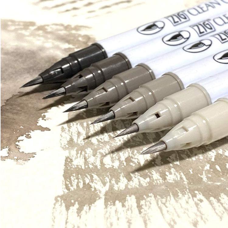 呉竹 筆ペン 水性 ZIG クリーンカラー リアルブラッシュ 6色セット