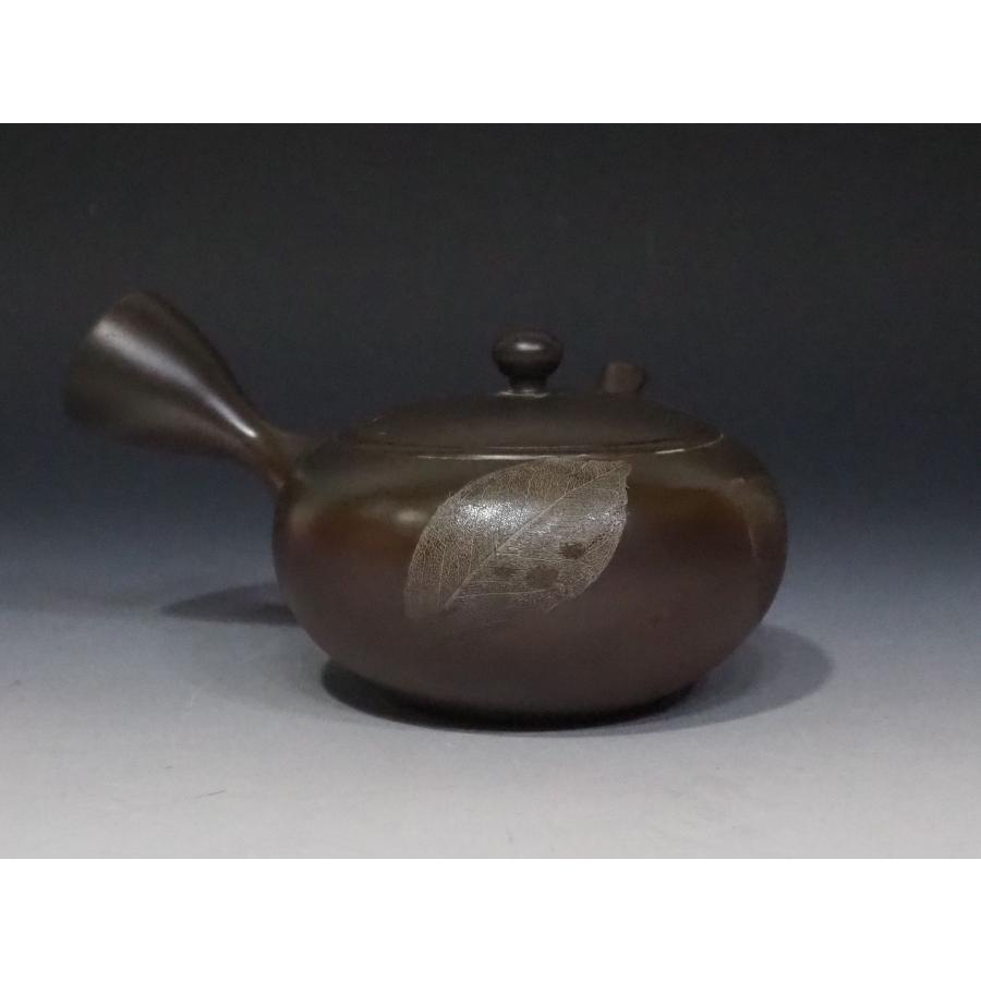 常滑焼 急須 【加藤一房(秋景) 】 煎茶道具 ≪火窯変木葉模様 常滑焼 急須 【加藤一房(秋景) 】 煎茶道具 ≪火窯変木葉模様