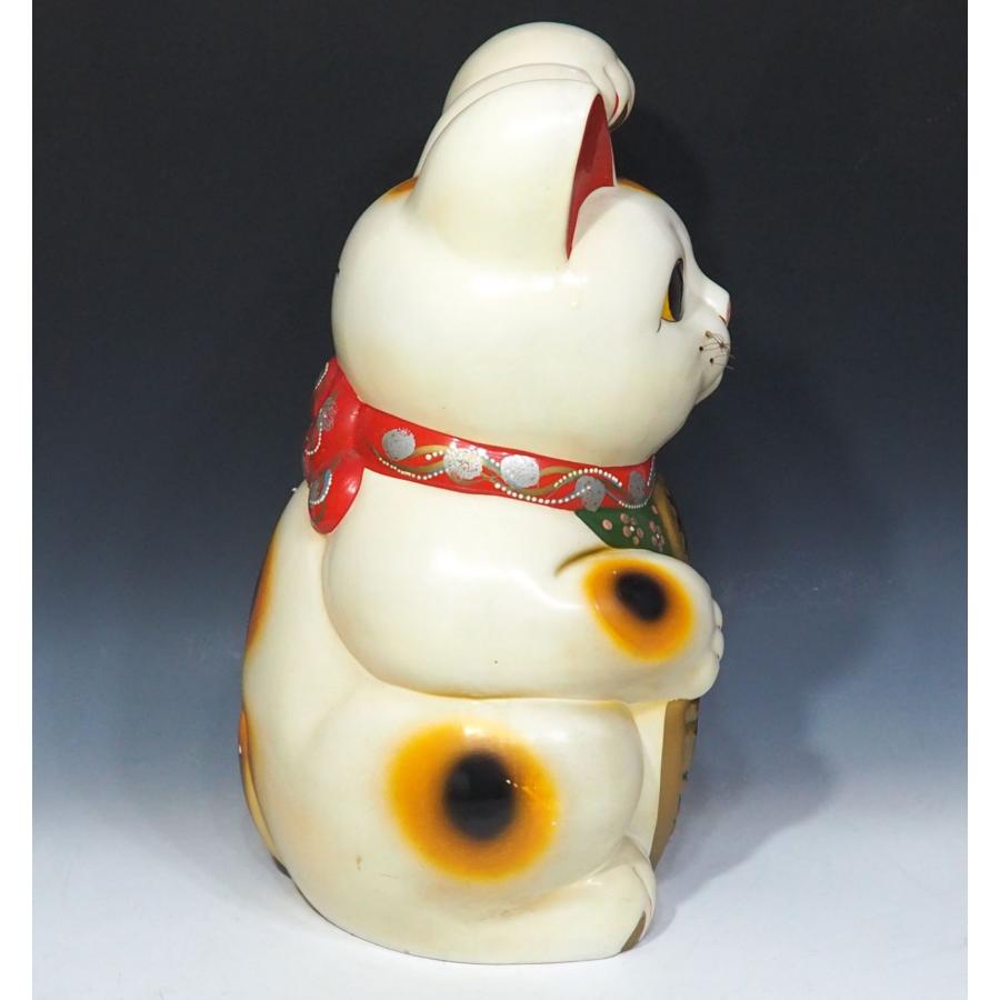 【 招き猫 】 高さ４４ｃｍ　招福 開運 縁起物   オブジェ 置物 商売繁盛 昭和レトロ 開運 貯金箱 陶器 【残さ】