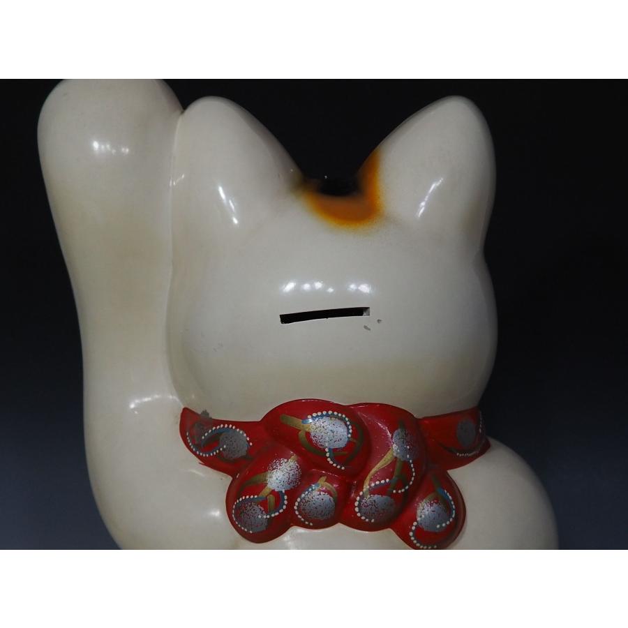 【 招き猫 】 高さ４４ｃｍ　招福 開運 縁起物   オブジェ 置物 商売繁盛 昭和レトロ 開運 貯金箱 陶器 【残さ】