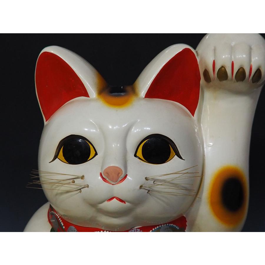 【 招き猫 】 高さ４４ｃｍ　招福 開運 縁起物   オブジェ 置物 商売繁盛 昭和レトロ 開運 貯金箱 陶器 【残さ】