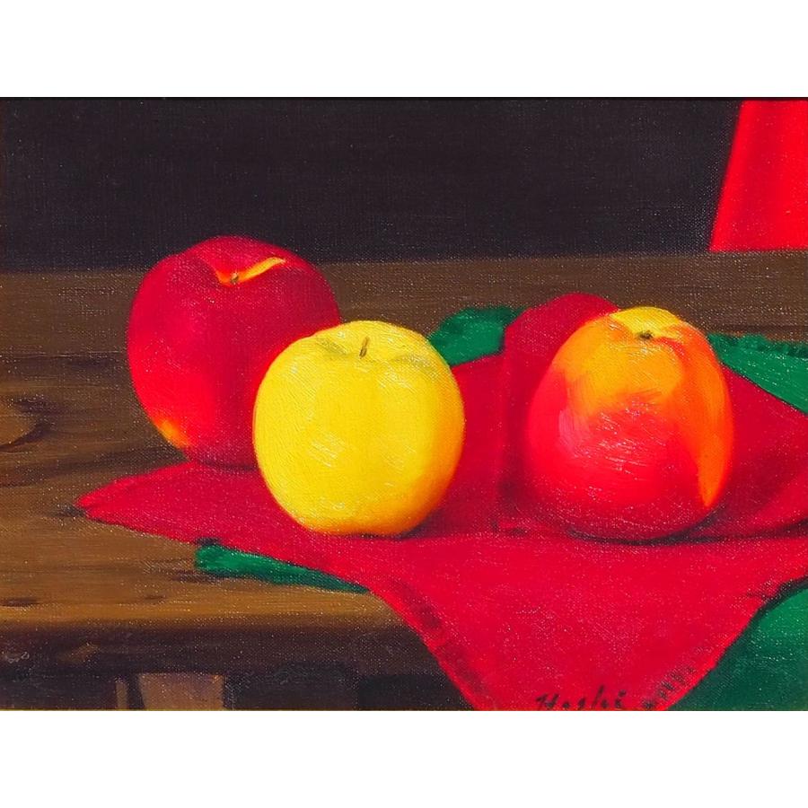 真作】 橋本博英 絵画 ≪ 卓上のリンゴ ≫ 静物画 ◇人気画家 師：伊藤