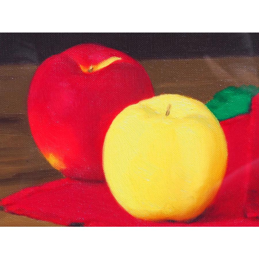 真作】 橋本博英 絵画 ≪ 卓上のリンゴ ≫ 静物画 ◇人気画家 師：伊藤
