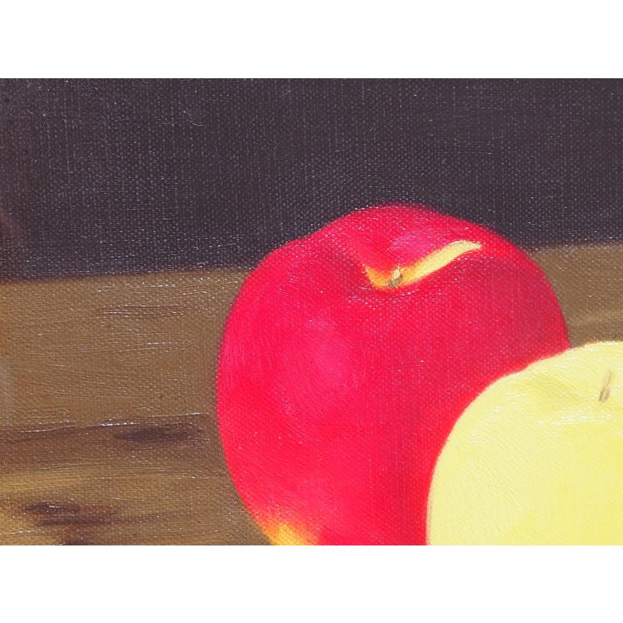 真作】 橋本博英 絵画 ≪ 卓上のリンゴ ≫ 静物画 ◇人気画家 師：伊藤