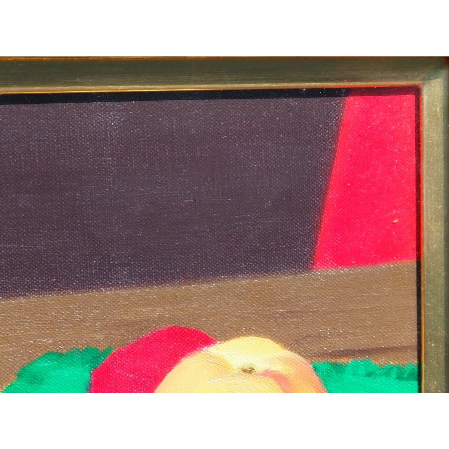 真作】 橋本博英 絵画 ≪ 卓上のリンゴ ≫ 静物画 ◇人気画家 師：伊藤