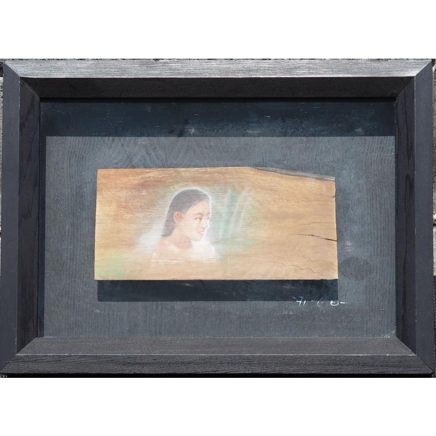 真作】 小笠原宣 絵画 ≪ 森の少女 ≫ 人物画 共シール 僧侶 安井賞