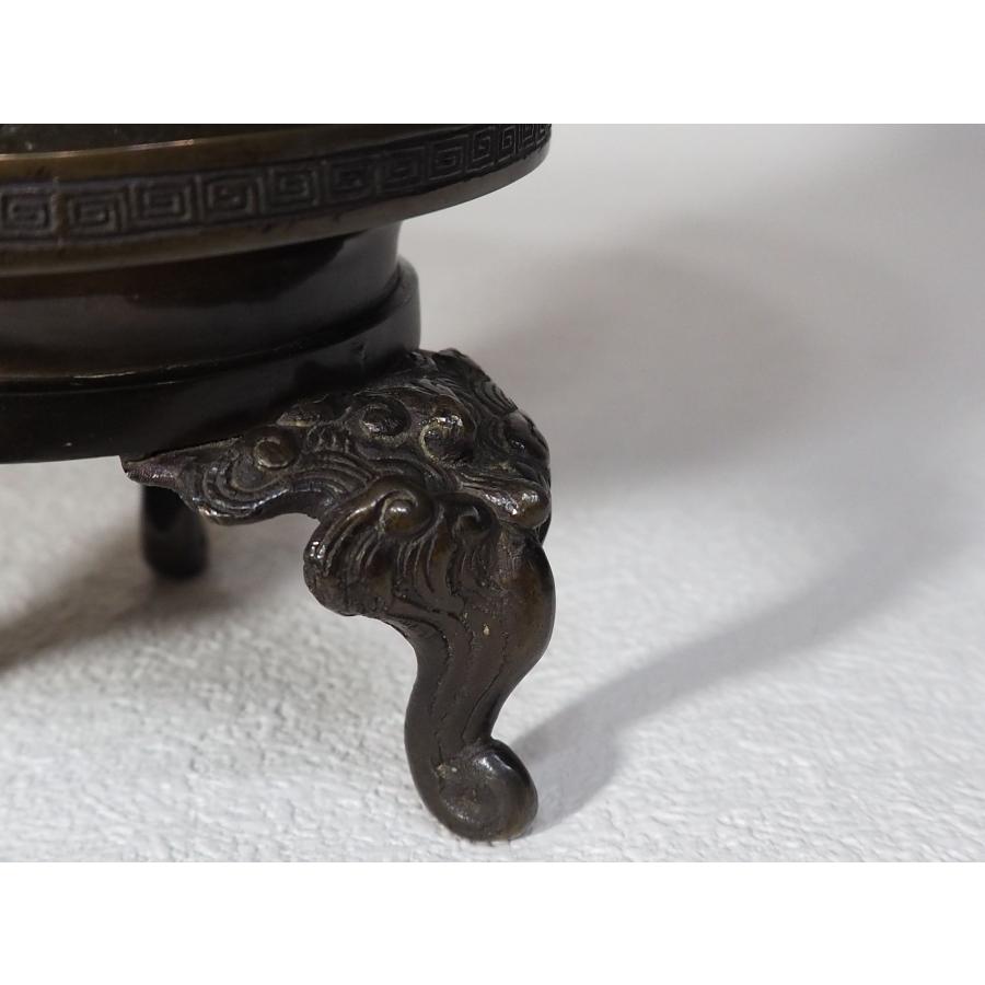 龍巻薄端 骨董品 時代 金工 古銅 ≪ 立体彫刻 龍 ≫ 箱 花器 八寸 銅製
