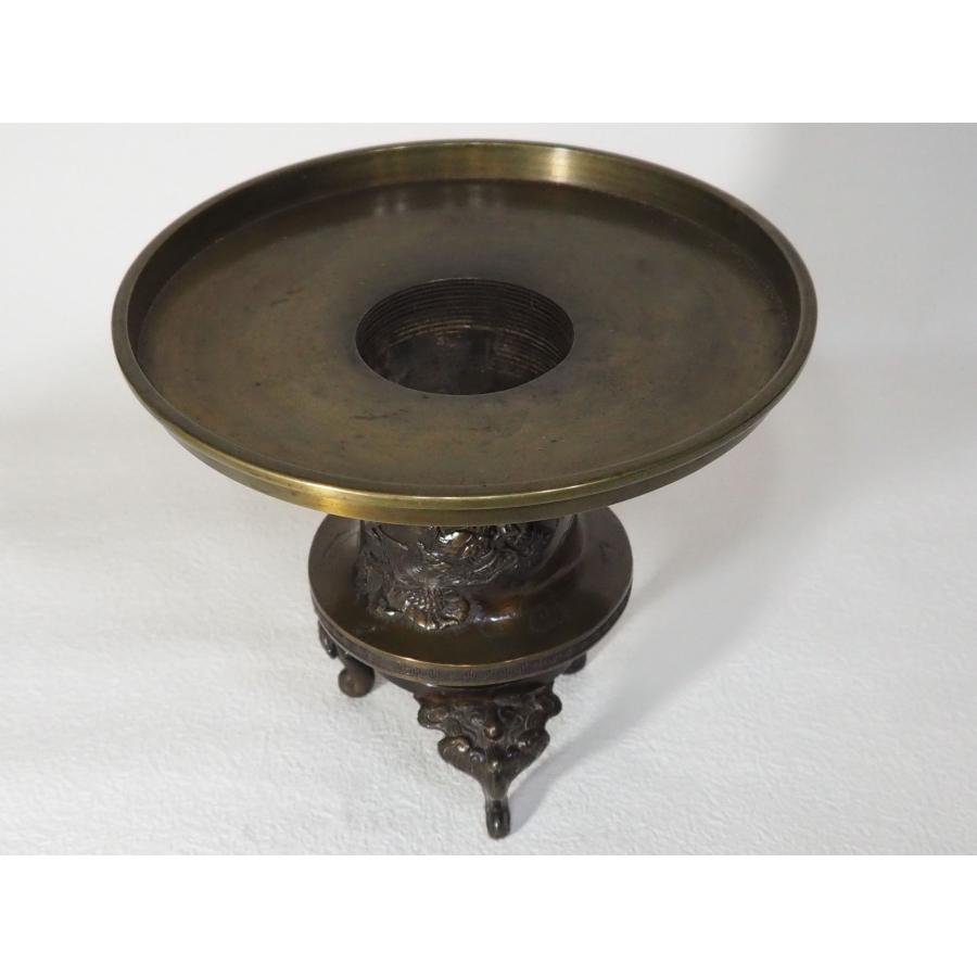 龍巻薄端 骨董品 時代 金工 古銅 ≪ 立体彫刻 龍 ≫ 箱 花器 八寸 銅製