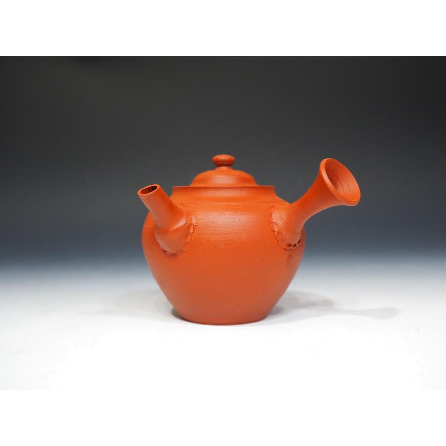 お値下げ☆絵夢(4代山田常山)の梨皮朱泥.酒器 山田絵夢 ○四代 山田常山 【 朱泥梨皮急須（茶注）】 共箱 常滑