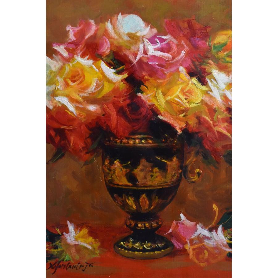【山本彪一】　ばら　油彩　額装　薔薇 真作】 山本彪一 絵画 ≪ 薔薇 ≫ 油彩画 バラ ○フランス文化勲章