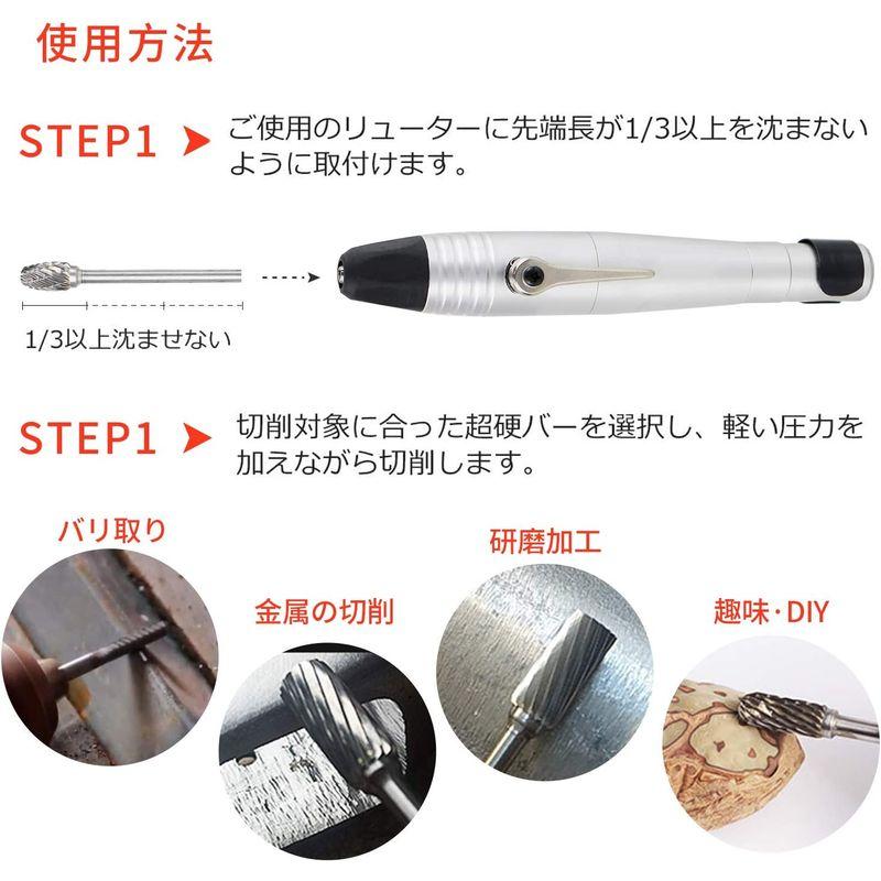 JINTONG リューター ビット ドリル ビット タングステンバー 超硬カッター ルータービット10本セット(2.35mm軸 刃幅6ｍｍ)｜ogawashop｜10