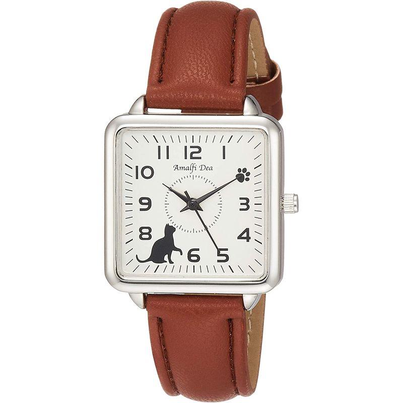 アリアス 腕時計 アナログ アマルフィディア 防水 革ベルト 猫 白 文字盤 WW20025A-154 レディース ブラウン｜ogawashop｜02
