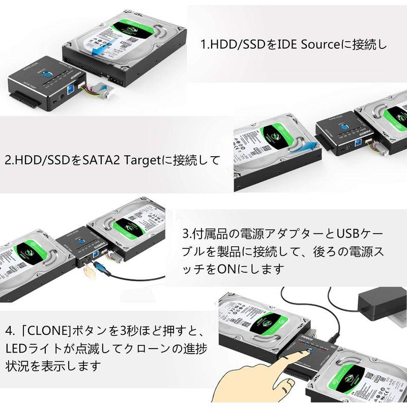 FIDECO SATA/IDE 変換アダプタ オフラインクローン HDDコンバーター USB3.0ハードドライブ 最大16TB 2.5/3.｜ogawashop｜04