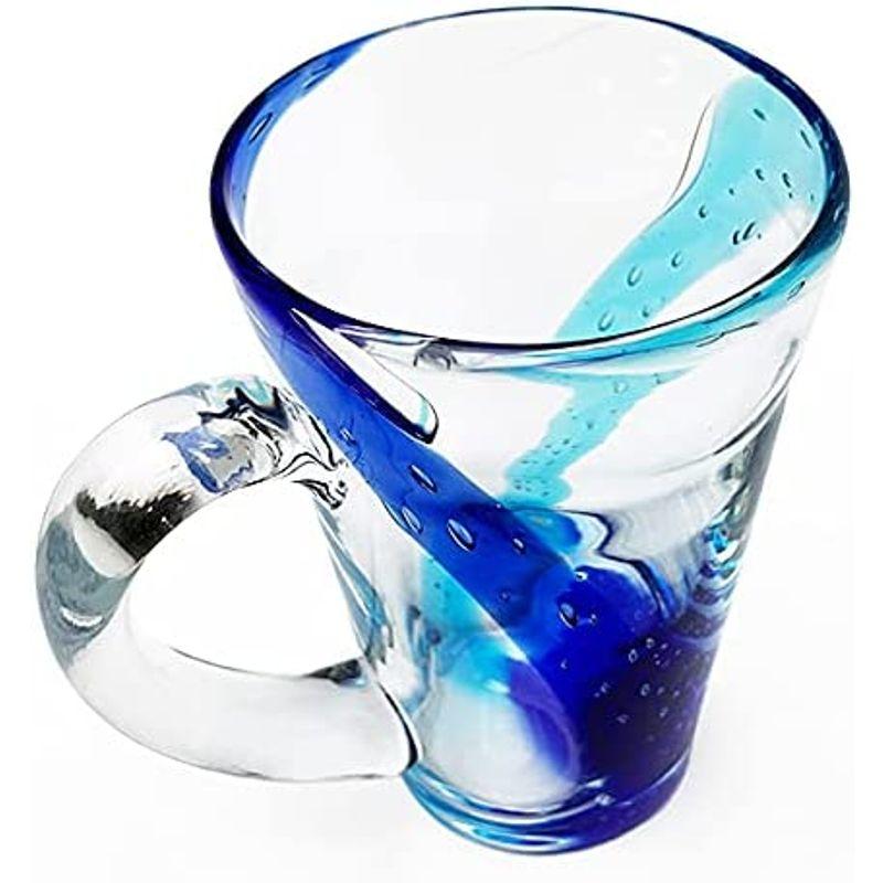 琉球ガラス ビアジョッキ ビールグラス ビアグラス ビールジョッキ 美ら海ジョッキ (青水)｜ogawashop｜02