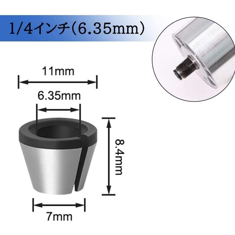 Bestgle3本セットトリマーコレットチャック 6mm/6.35mm/8mmリョービ コレットチャックトリマ用 トリマーアクセサリ コレッ｜ogawashop｜03