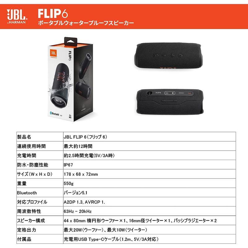 最新アイテムを海外通販 JBL FLIP6 Bluetoothスピーカー 2ウェイ・スピーカー構成/USB C充電/IP67防塵防水/パッシブラジエーター搭載/ポー