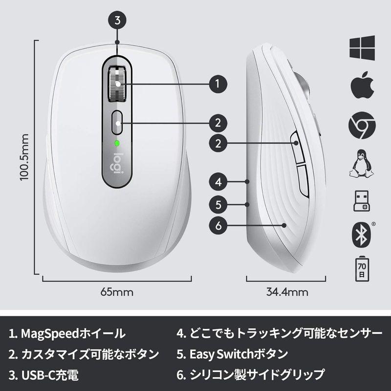 ロジクール MX ANYWHERE 3 ワイヤレス モバイルマウス MX1700PG Unifying Bluetooth 高速スクロールホ｜ogawashop｜09