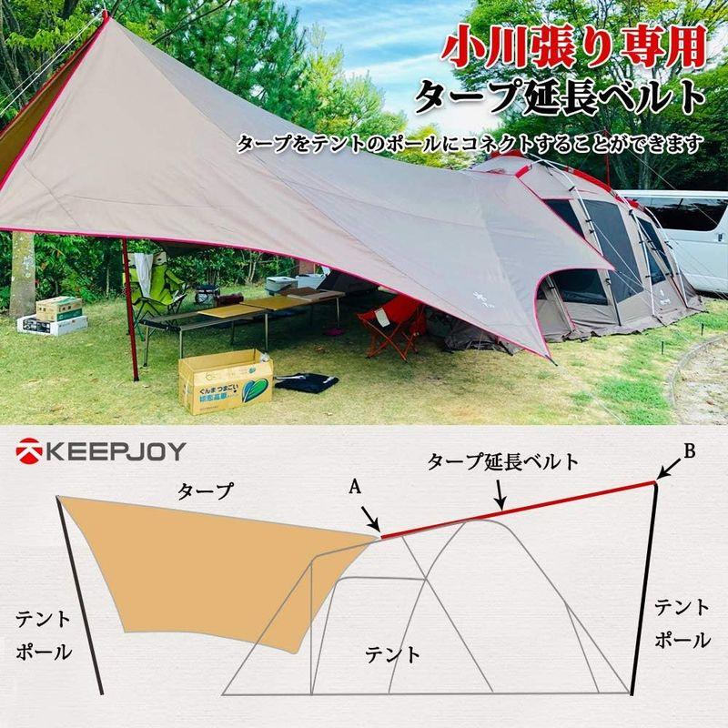 Keepjoy 小川張り タープ延長ベルト セッティングテープ ワンタッチ長さ調整 5.2m 耐荷重200kg 収納袋付き モスグリーン｜ogawashop｜04