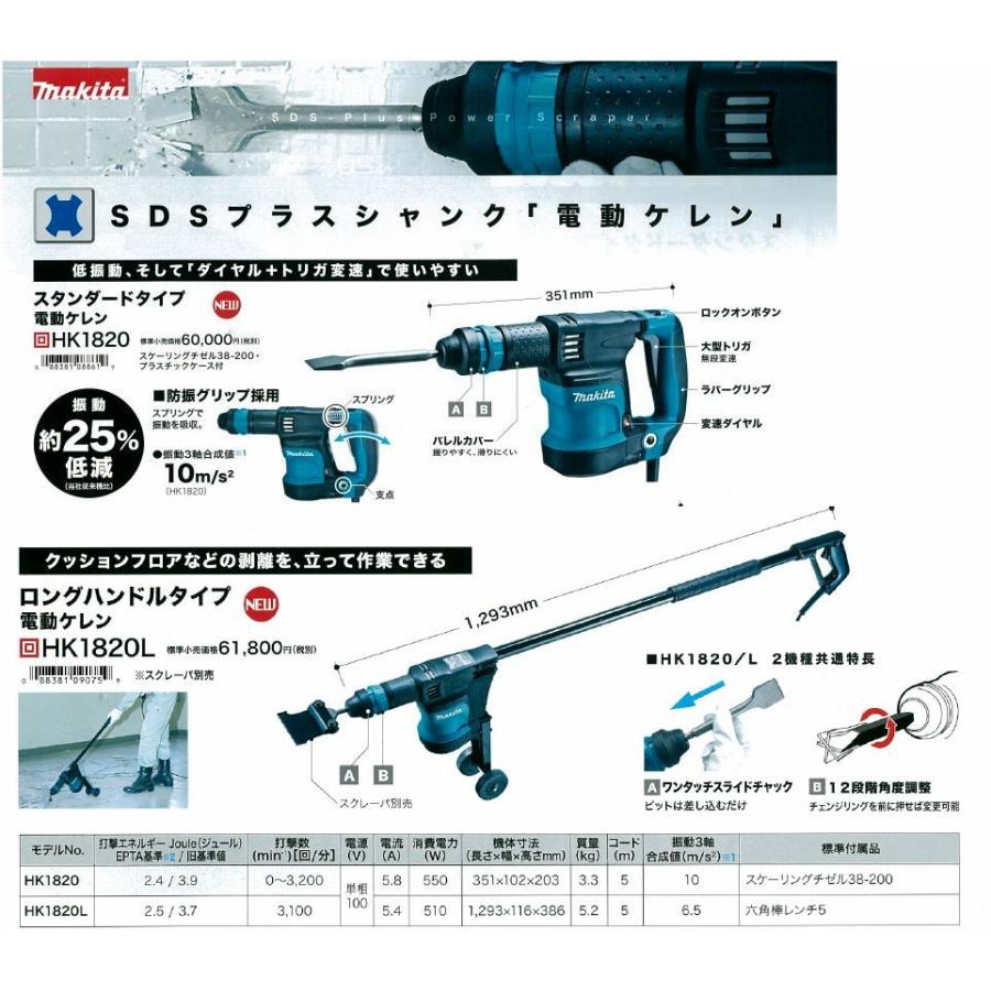 マキタ 送料別途 マキタ 電動ケレン HK1820L ロングハンドル マキタ 送料別途 マキタ 電動ケレン HK1820L ロングハンドル